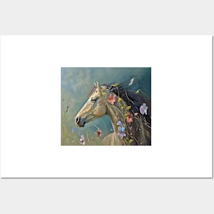 Horse in Flowers Posters and Art